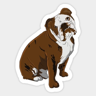Cute English Bulldog Sitting Hand Drawn Sticker